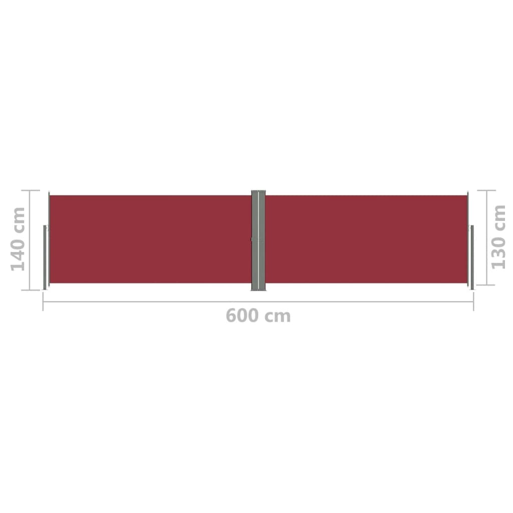 Sisäänvedettävä sivumarkiisi punainen 140x600 cm - Sisustajankoti.fi