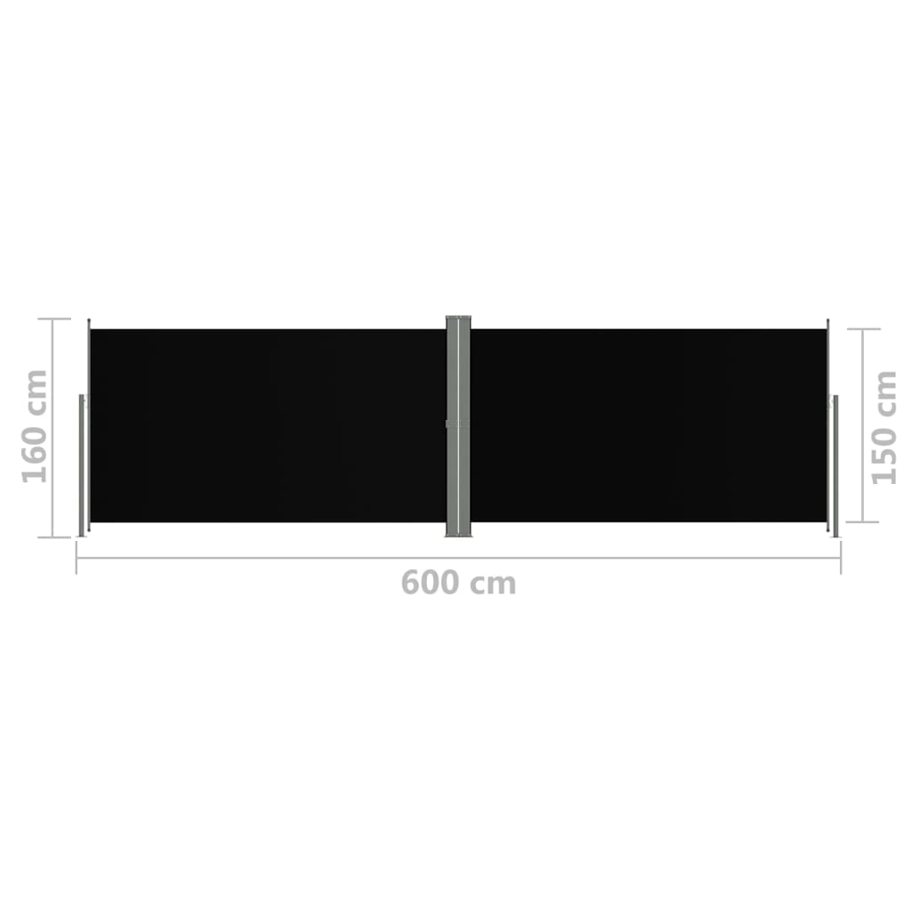 Sisäänvedettävä sivumarkiisi musta 160x600 cm - Sisustajankoti.fi