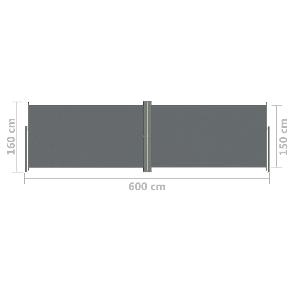 Sisäänvedettävä sivumarkiisi antrasiitti 160x600 cm - Sisustajankoti.fi