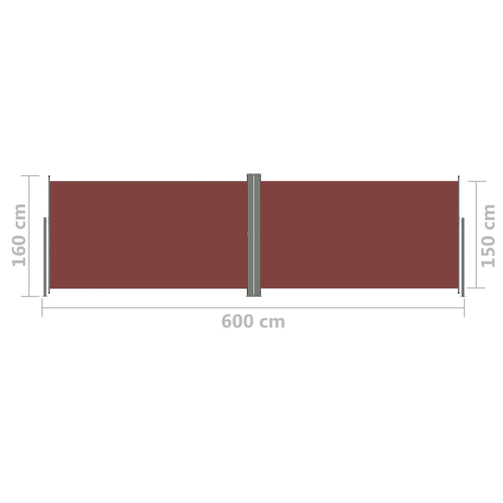 Sisäänvedettävä sivumarkiisi ruskea 160x600 cm - Sisustajankoti.fi