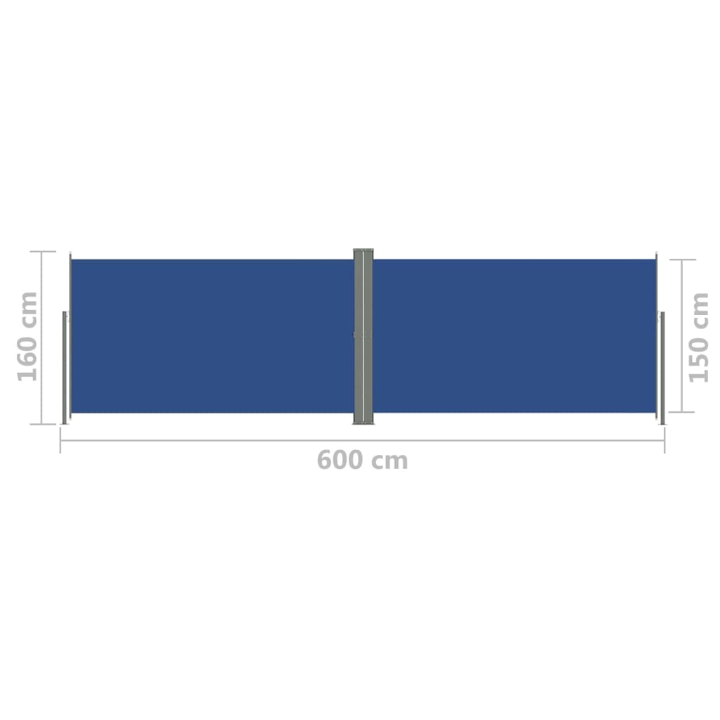 Sisäänvedettävä sivumarkiisi sininen 160x600 cm - Sisustajankoti.fi