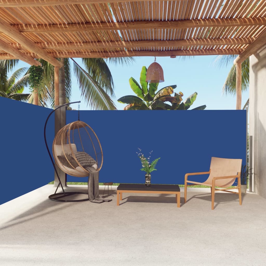 Sisäänvedettävä sivumarkiisi sininen 160x600 cm - Sisustajankoti.fi