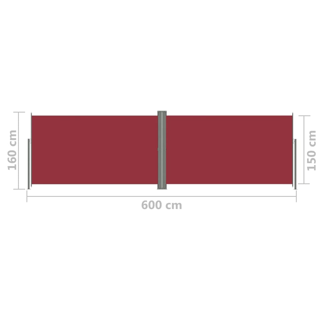 Sisäänvedettävä sivumarkiisi punainen 160x600 cm - Sisustajankoti.fi
