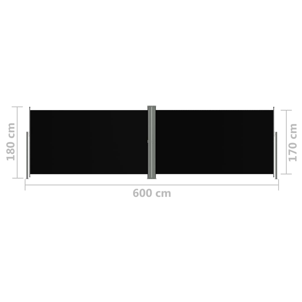 Sisäänvedettävä sivumarkiisi musta 180x600 cm - Sisustajankoti.fi