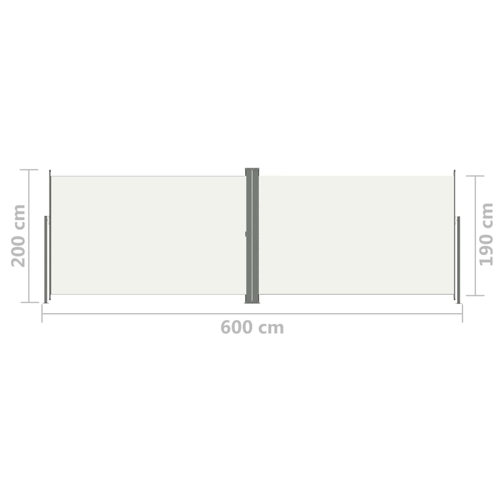 Sisäänvedettävä sivumarkiisi kerma 200x600 cm - Sisustajankoti.fi