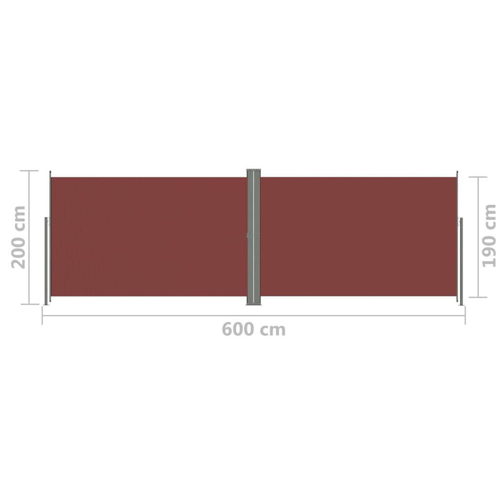 Sisäänvedettävä sivumarkiisi ruskea 200x600 cm - Sisustajankoti.fi