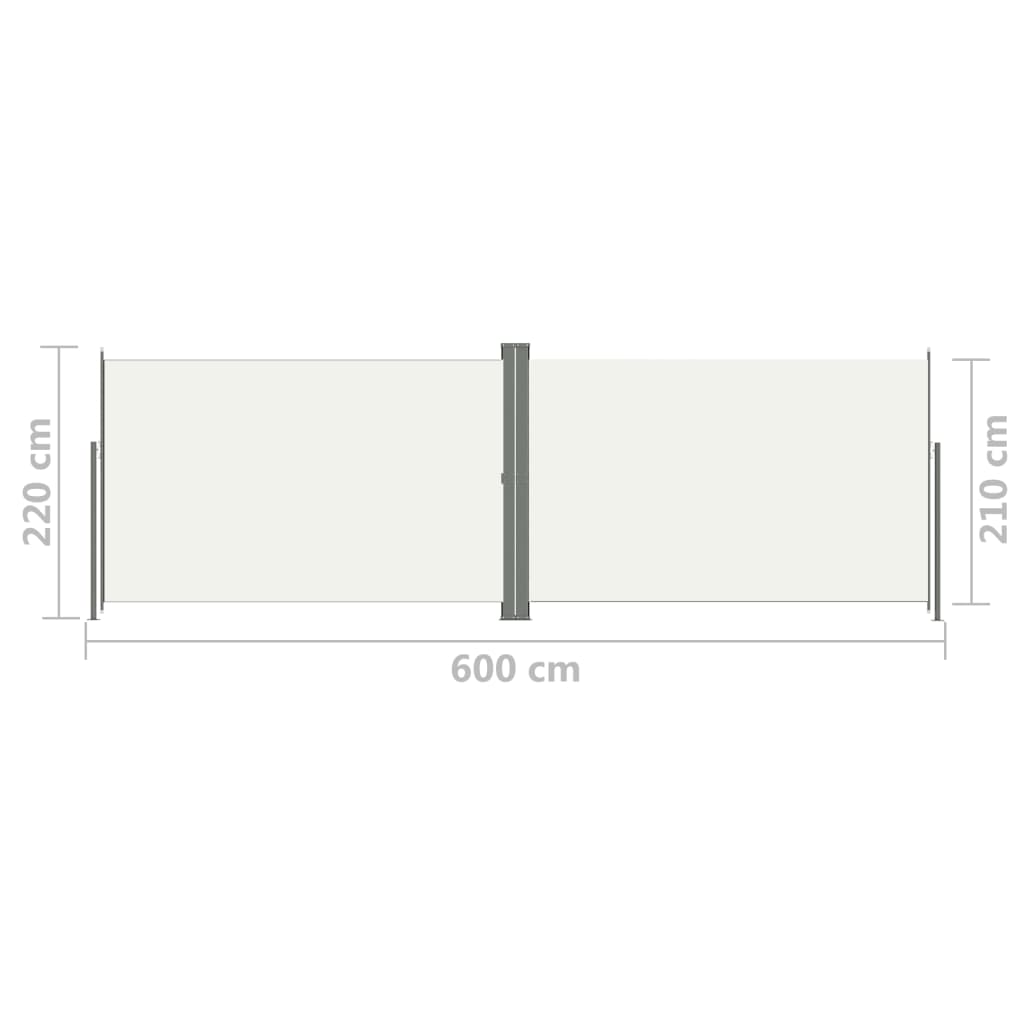 Sisäänvedettävä sivumarkiisi kerma 220x600 cm - Sisustajankoti.fi