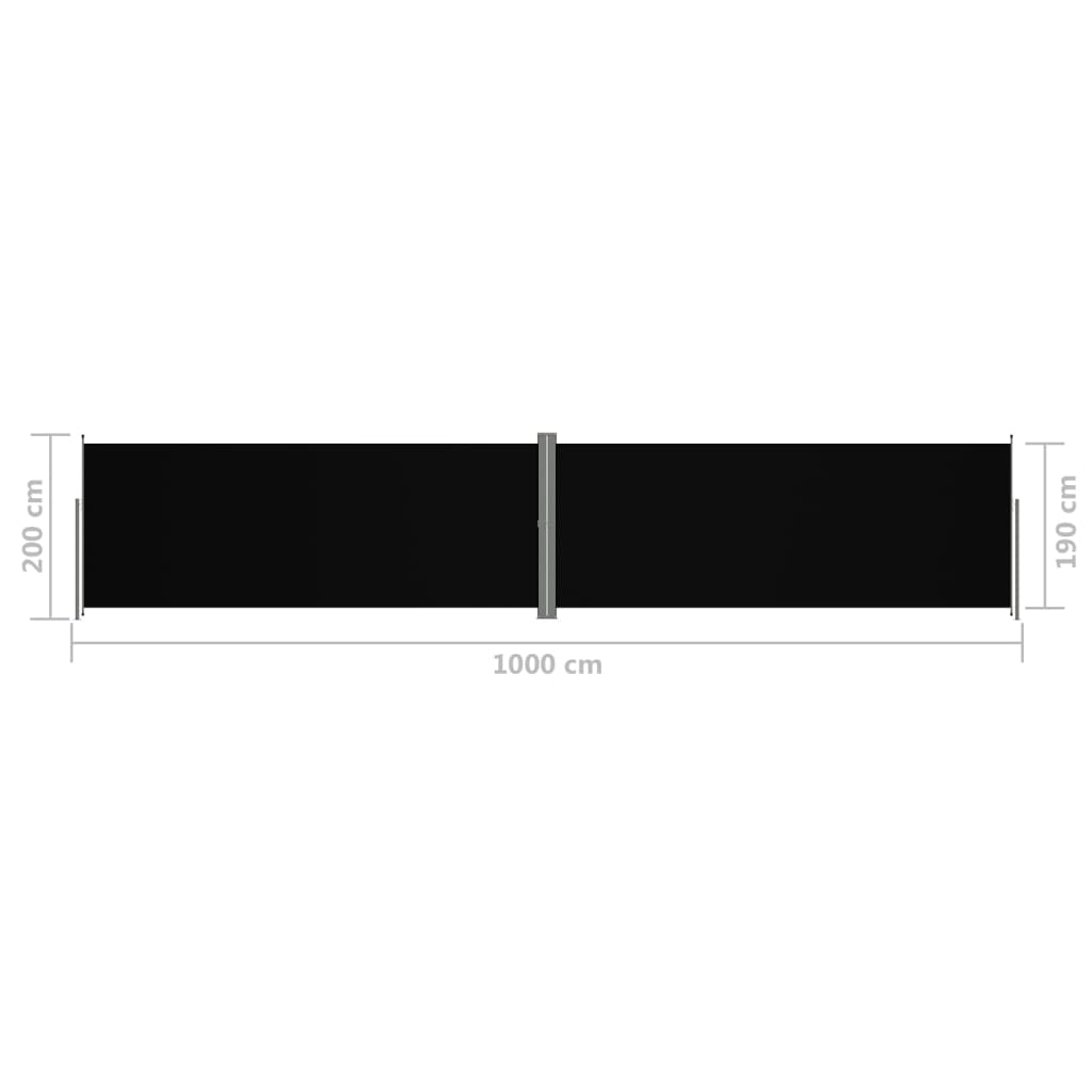Sisäänvedettävä sivumarkiisi musta 200x1000 cm - Sisustajankoti.fi