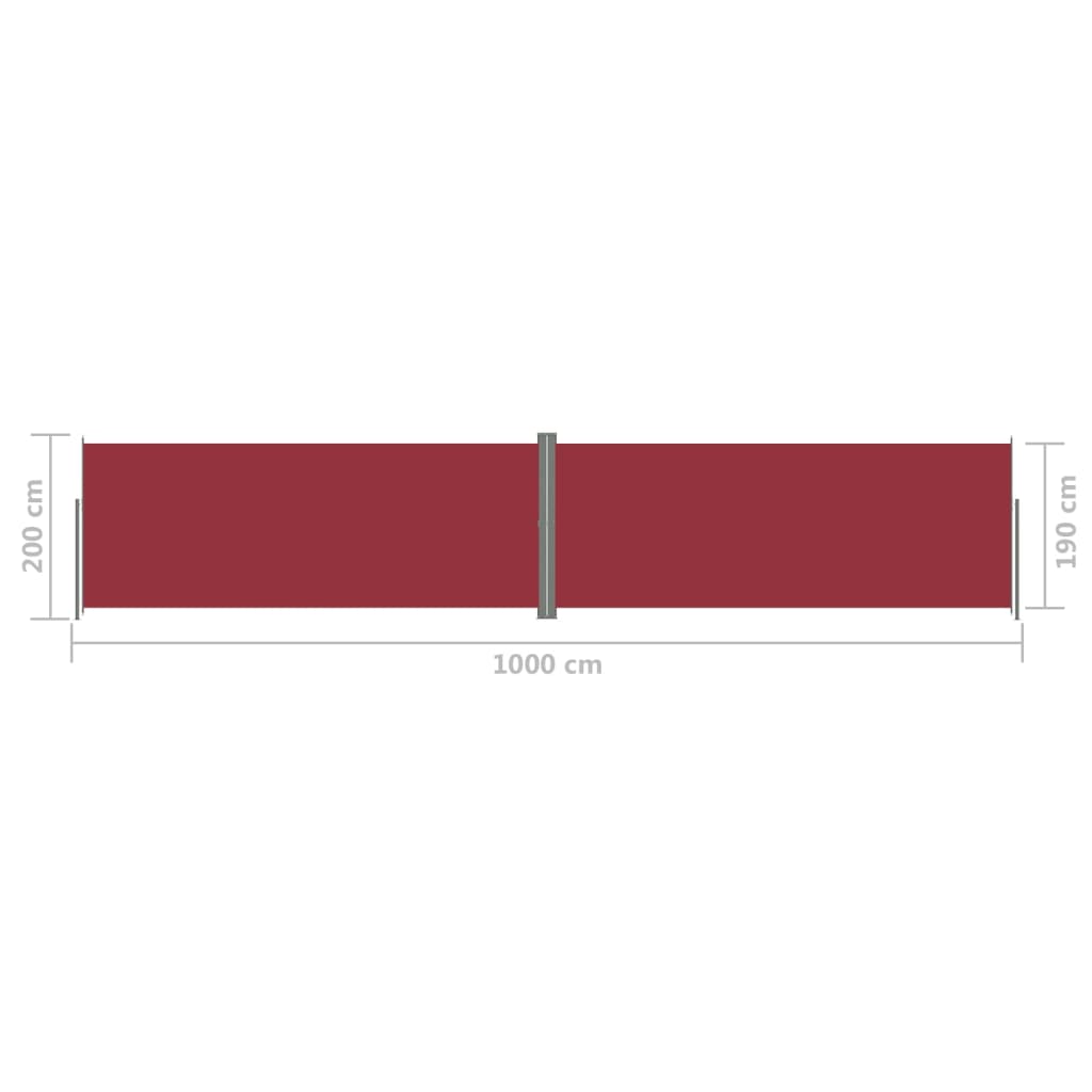 Sisäänvedettävä sivumarkiisi punainen 200x1000 cm - Sisustajankoti.fi