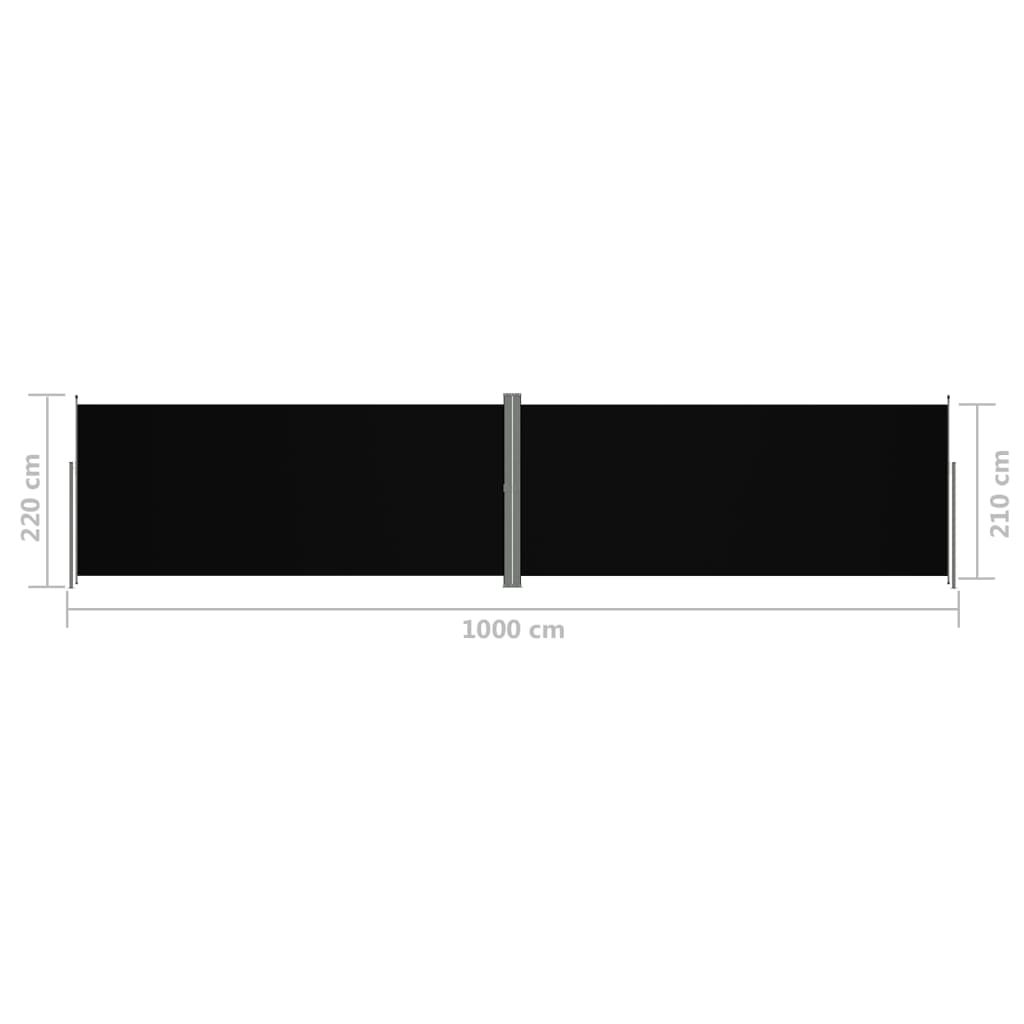 Sisäänvedettävä sivumarkiisi musta 220x1000 cm - Sisustajankoti.fi