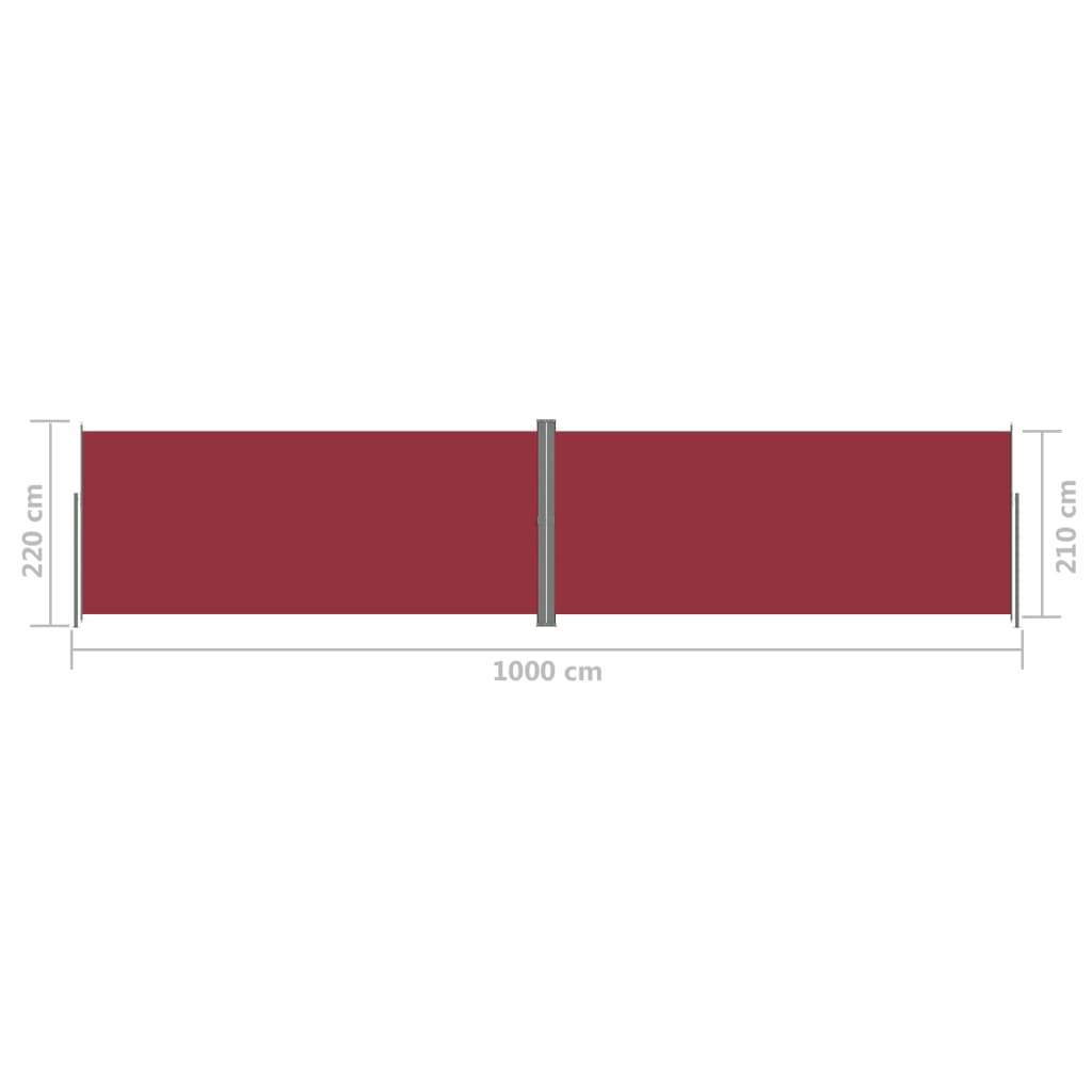 Sisäänvedettävä sivumarkiisi punainen 220x1000 cm - Sisustajankoti.fi