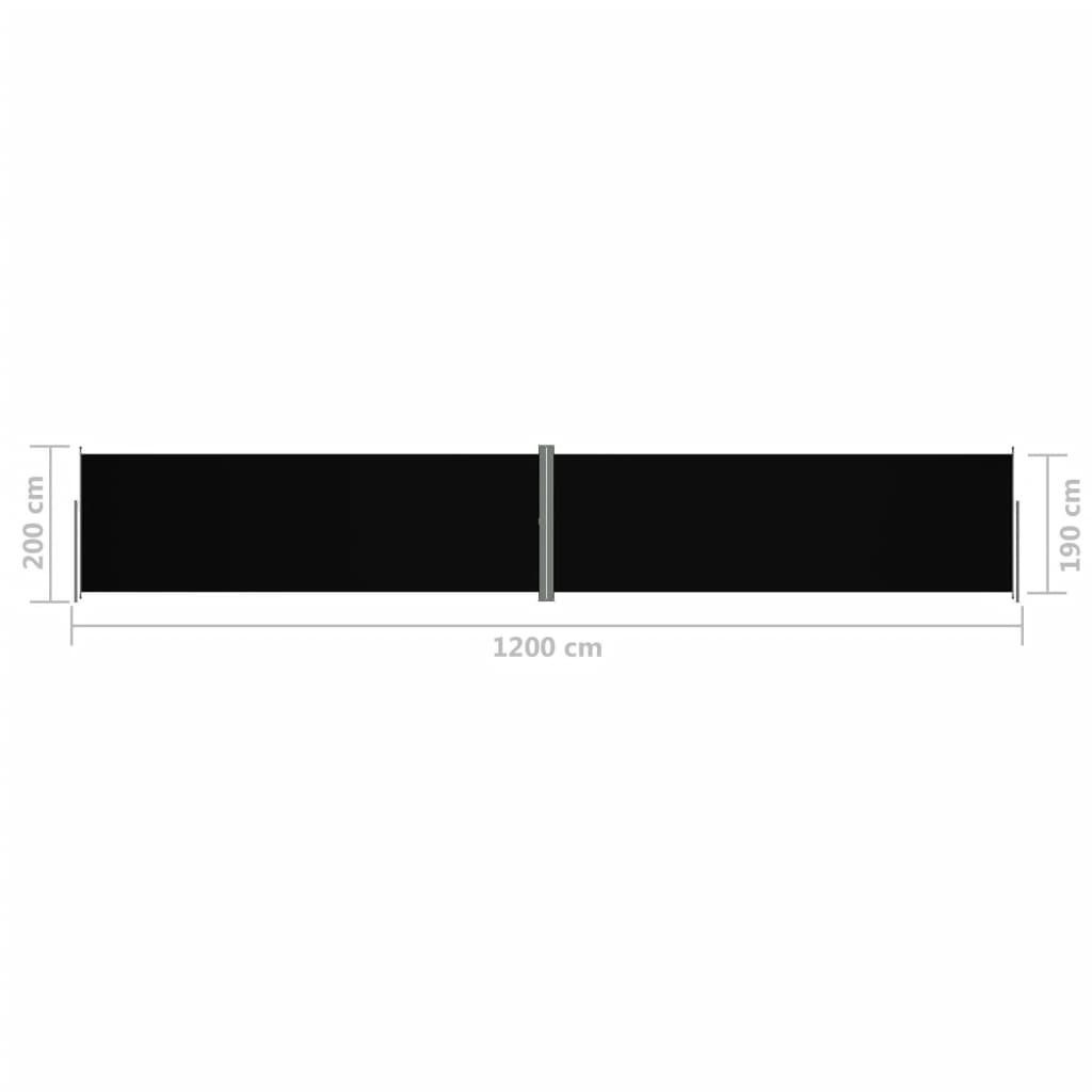 Sisäänvedettävä sivumarkiisi musta 200x1200 cm - Sisustajankoti.fi