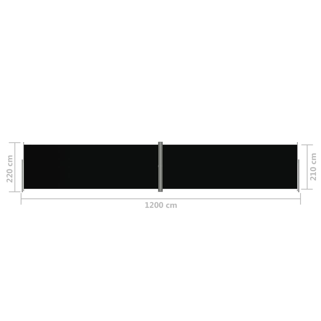 Sisäänvedettävä sivumarkiisi musta 220x1200 cm - Sisustajankoti.fi