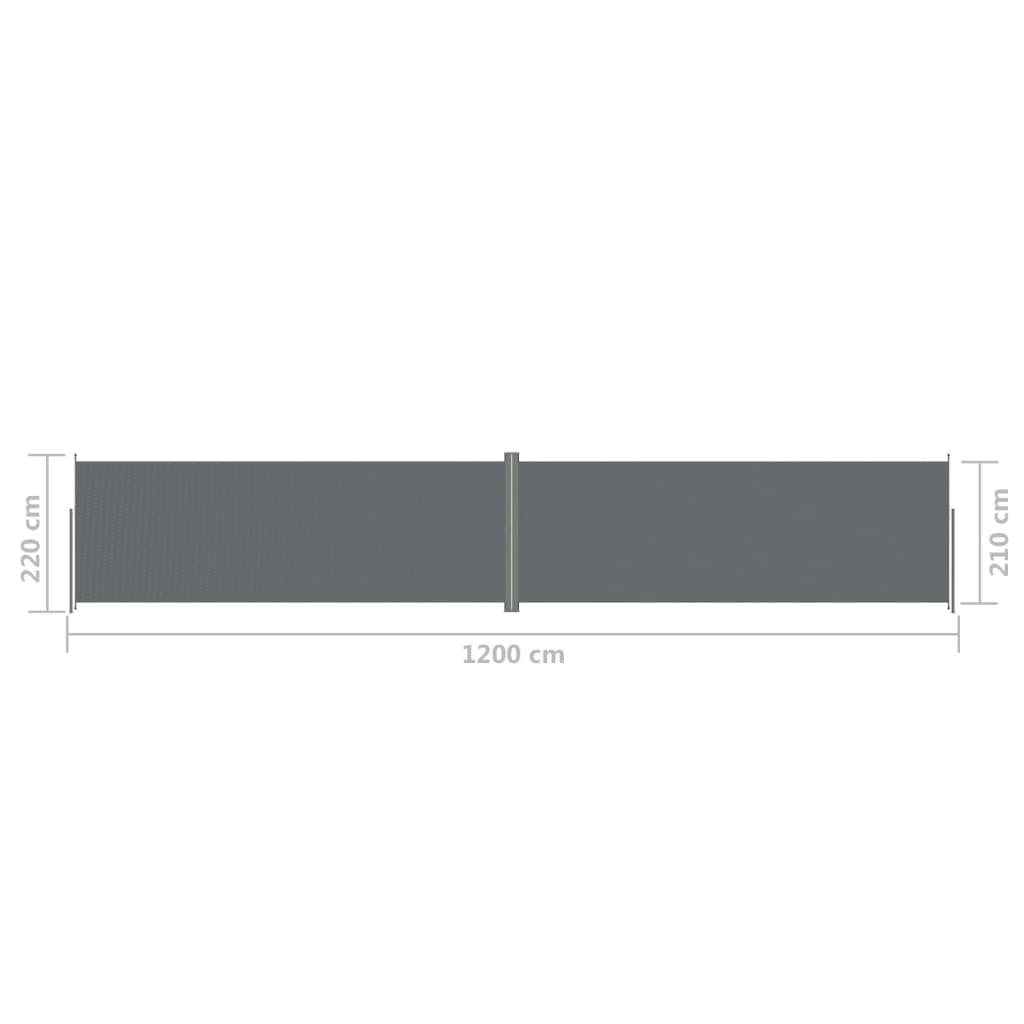 Sisäänvedettävä sivumarkiisi antrasiitti 220x1200 cm - Sisustajankoti.fi