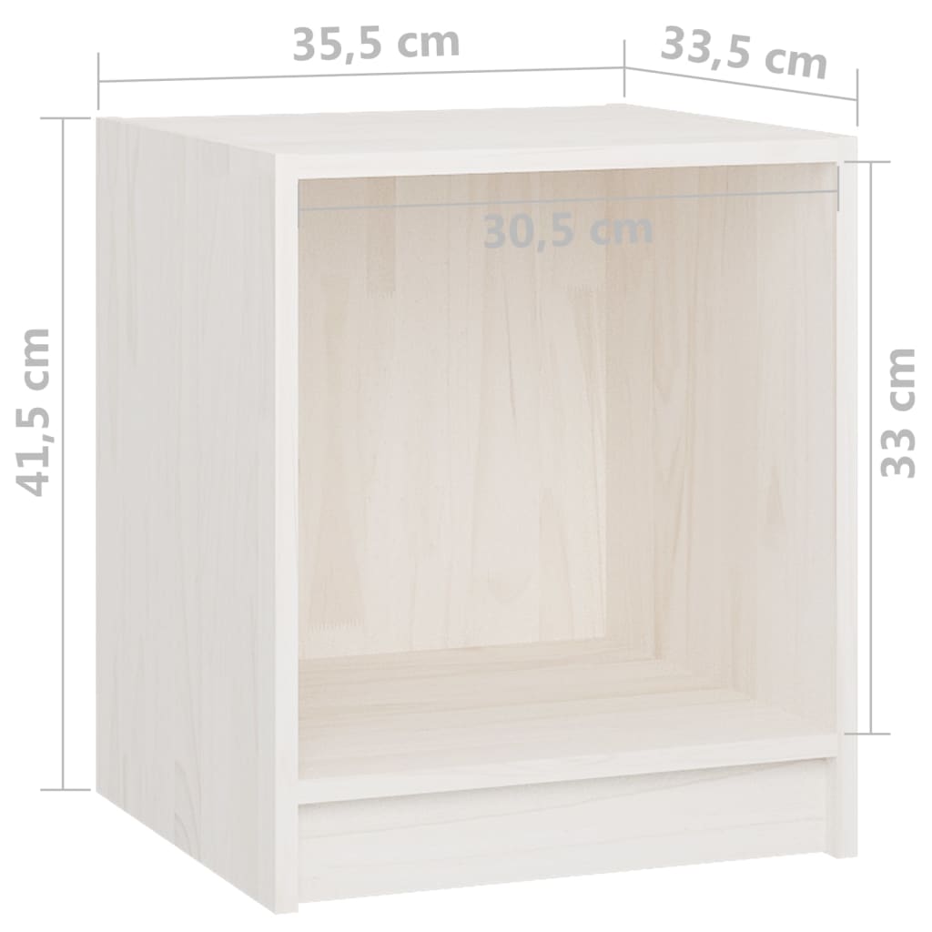Yöpöydät 2 kpl valkoinen 35,5x33,5x41,5 cm täysi mänty - Sisustajankoti.fi