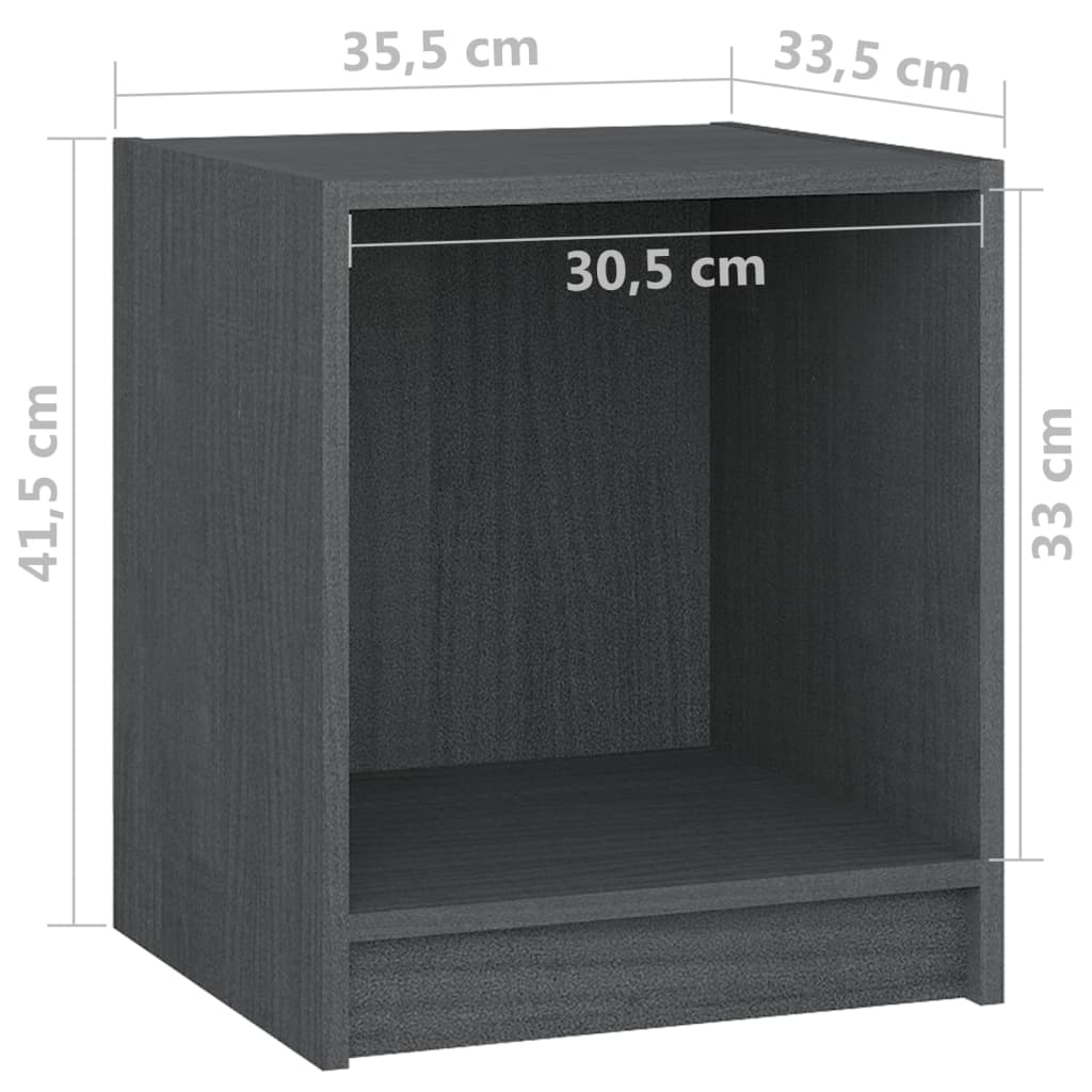 Yöpöytä harmaa 35,5x33,5x41,5 cm täysi mänty - Sisustajankoti.fi