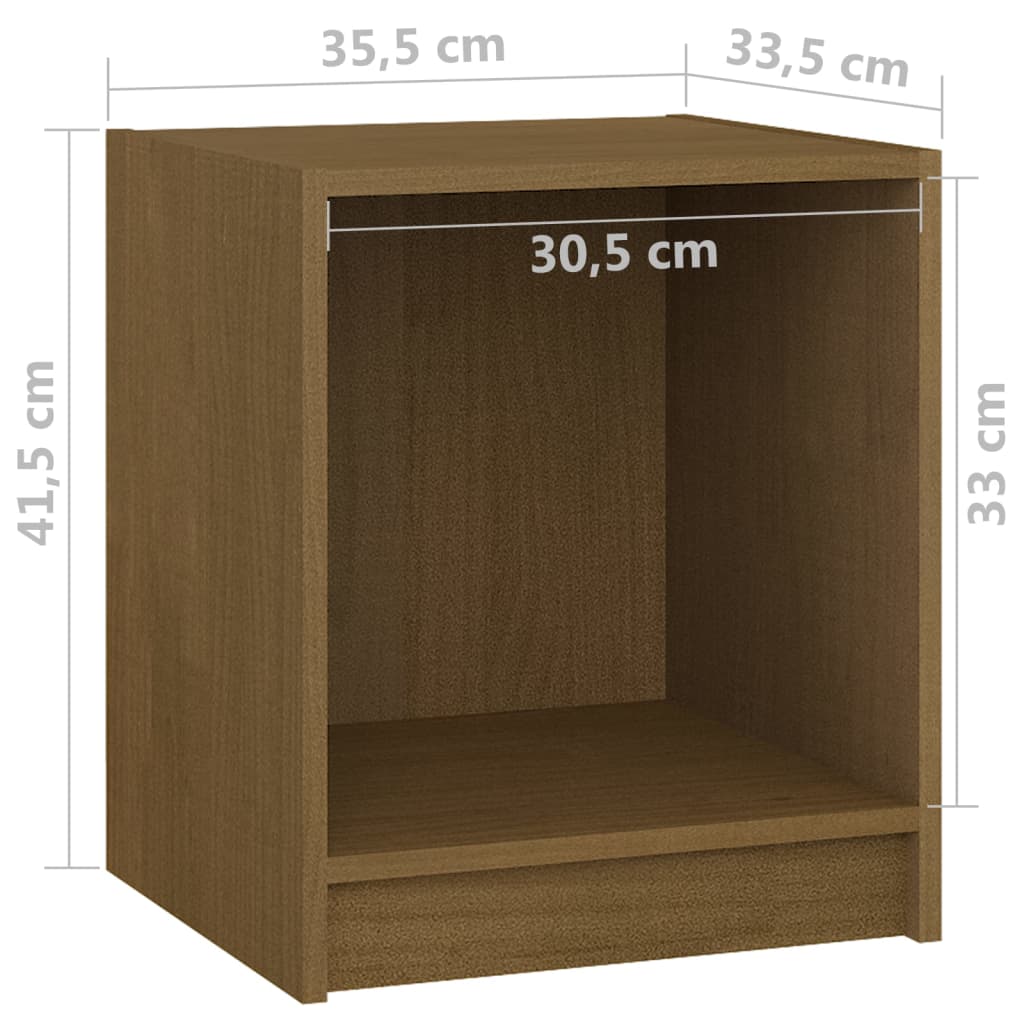 Yöpöydät 2 kpl hunajanruskea 35,5x33,5x41,5 cm täysi mänty - Sisustajankoti.fi
