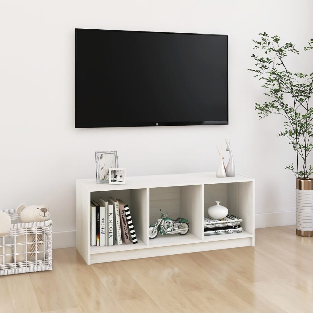 TV-taso valkoinen 104x33x41 cm täysi mänty - Sisustajankoti.fi