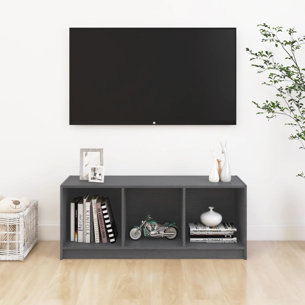 TV-taso harmaa 104x33x41 cm täysi mänty - Sisustajankoti.fi