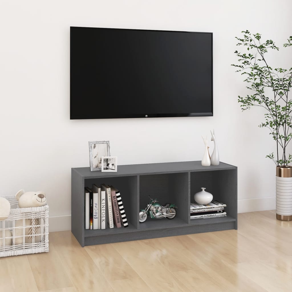 TV-taso harmaa 104x33x41 cm täysi mänty - Sisustajankoti.fi