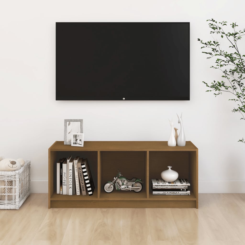 TV-taso hunajanruskea 104x33x41 cm täysi mänty - Sisustajankoti.fi