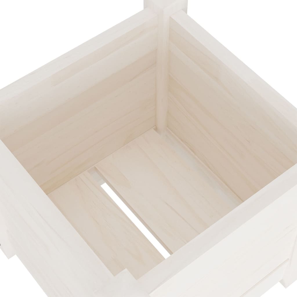 Puutarhan kukkalaatikot 2 kpl valkoinen 31x31x31 cm täysi mänty - Sisustajankoti.fi