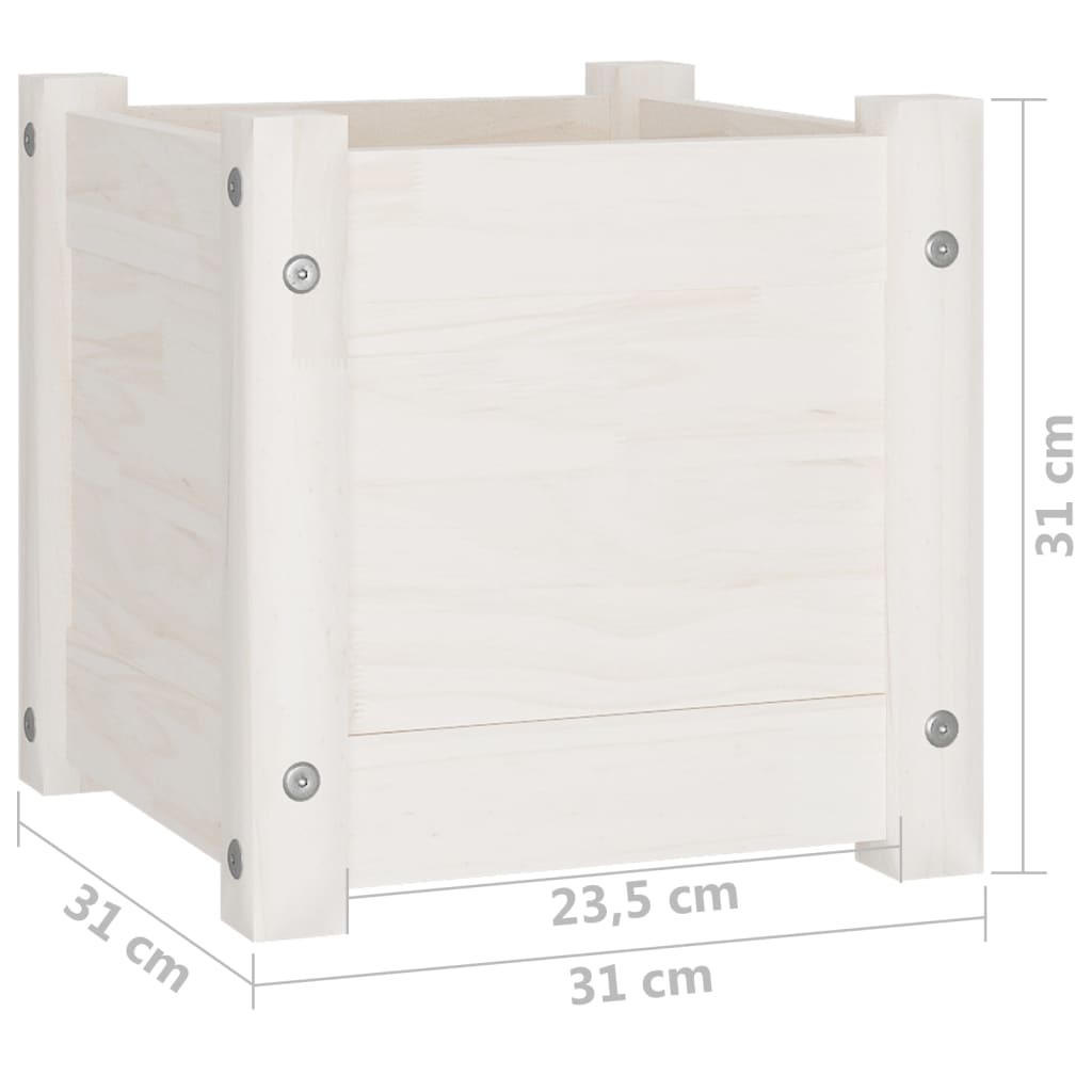 Puutarhan kukkalaatikot 2 kpl valkoinen 31x31x31 cm täysi mänty - Sisustajankoti.fi