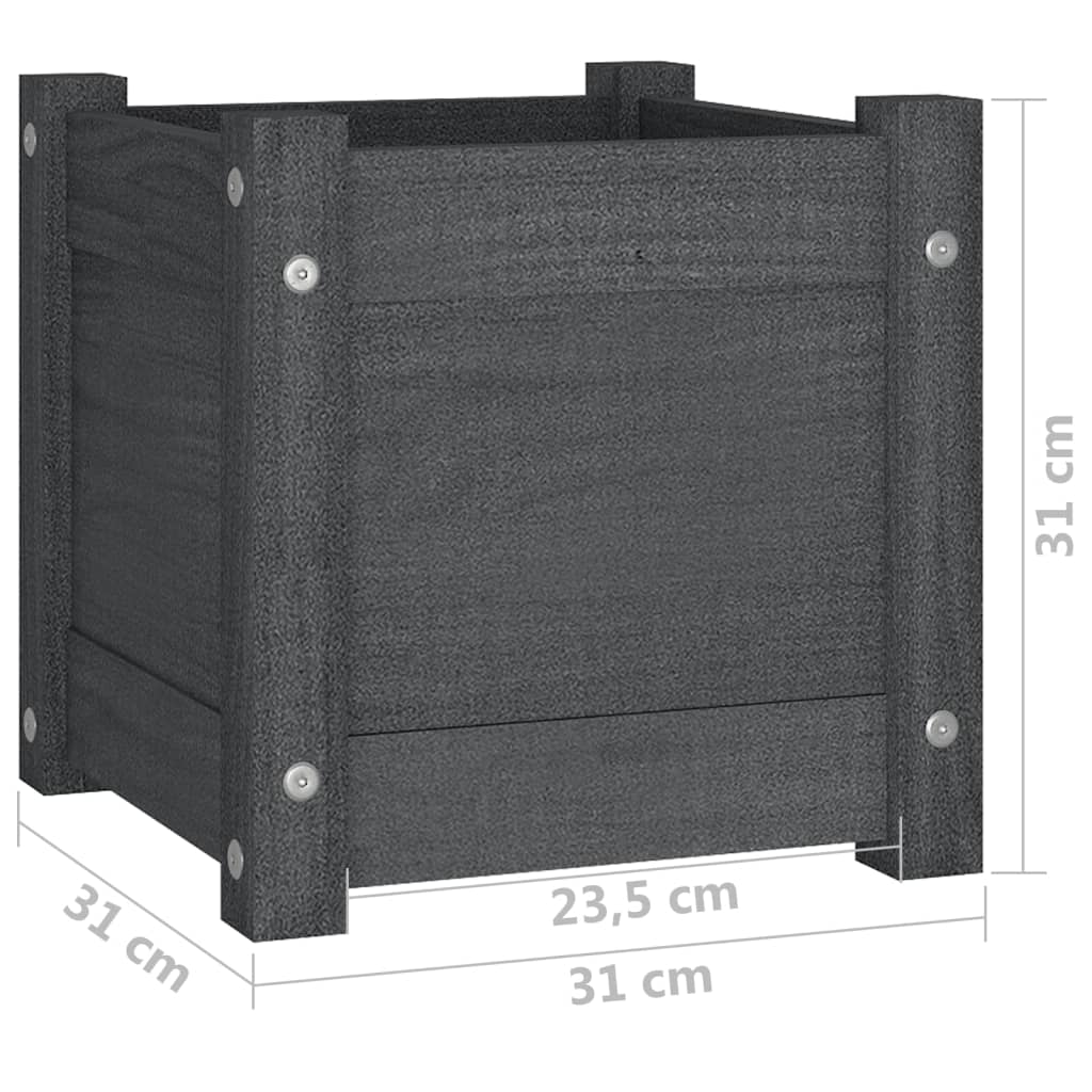 Puutarhan kukkalaatikot 2 kpl harmaa 31x31x31 cm täysi mänty - Sisustajankoti.fi