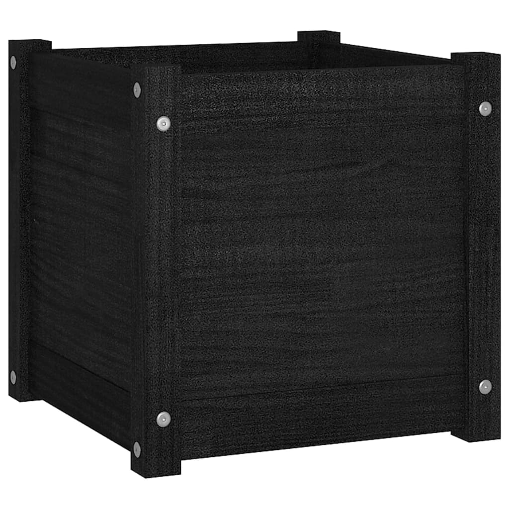 Puutarhan kukkalaatikot 2 kpl musta 40x40x40 cm täysi mänty - Sisustajankoti.fi