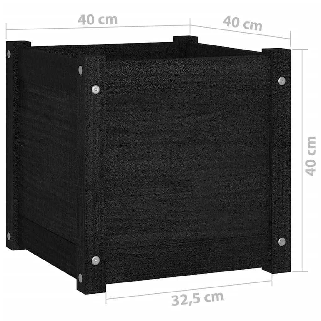 Puutarhan kukkalaatikot 2 kpl musta 40x40x40 cm täysi mänty - Sisustajankoti.fi