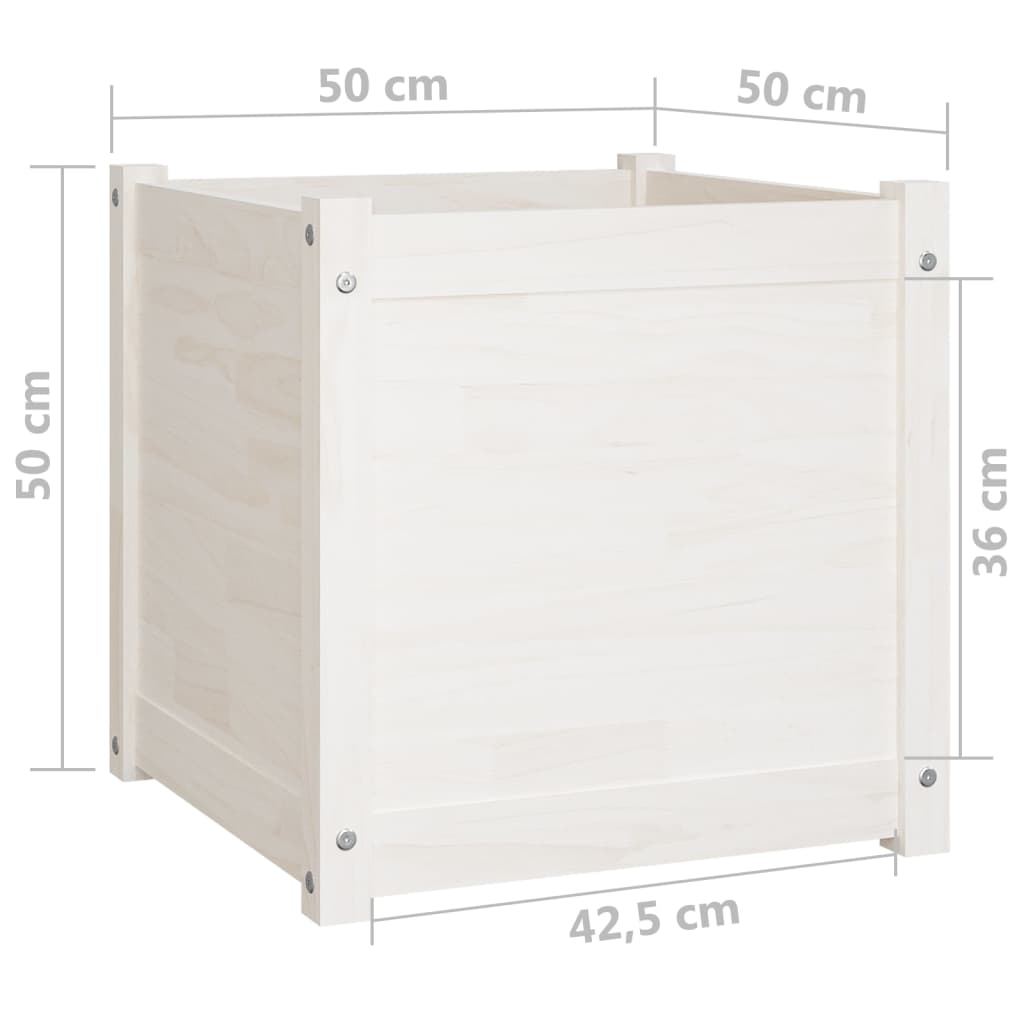 Puutarhan kukkalaatikot 2 kpl valkoinen 50x50x50 cm täysi mänty - Sisustajankoti.fi