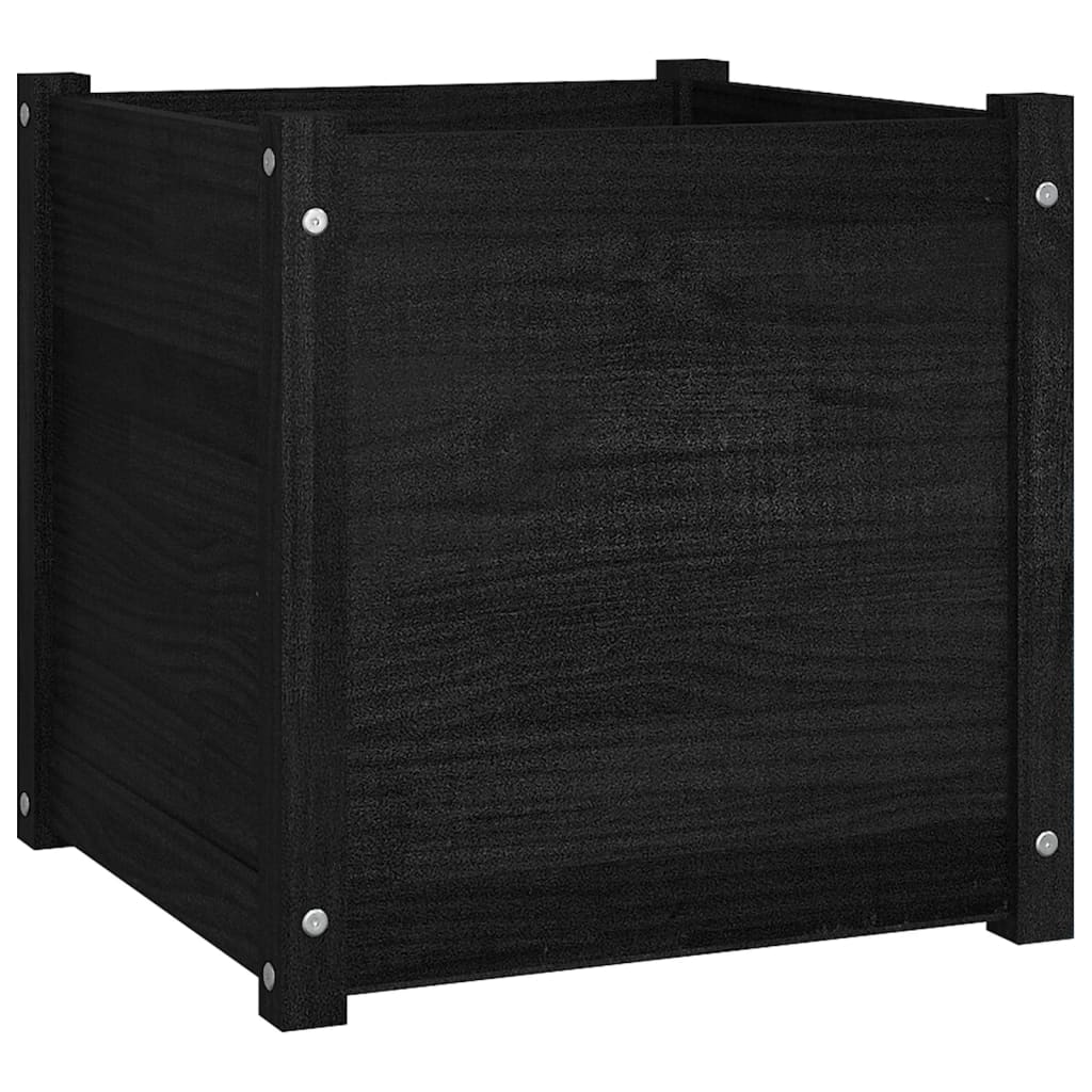 Puutarhan kukkalaatikko musta 50x50x50 cm täysi mänty - Sisustajankoti.fi