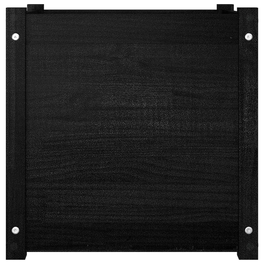 Puutarhan kukkalaatikko musta 50x50x50 cm täysi mänty - Sisustajankoti.fi