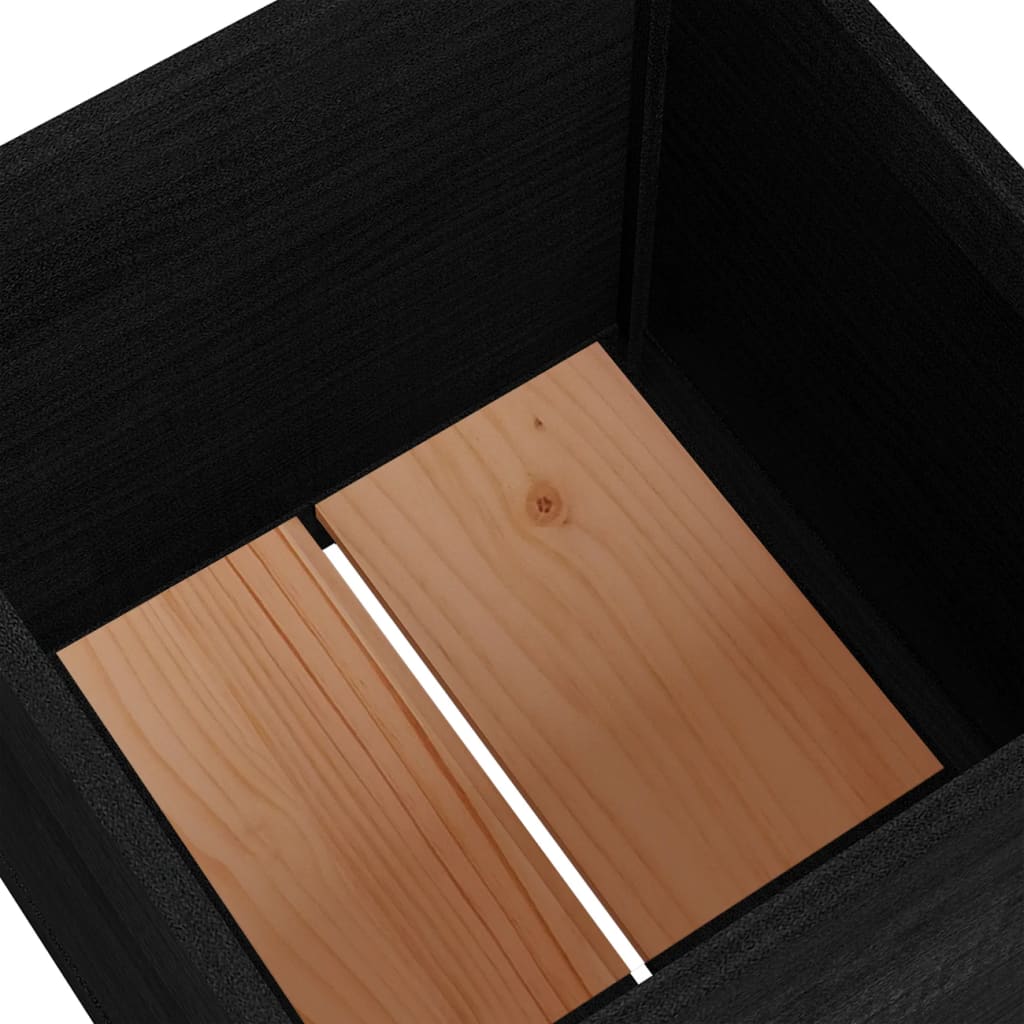 Puutarhan kukkalaatikot 2 kpl musta 50x50x50 cm täysi mänty - Sisustajankoti.fi