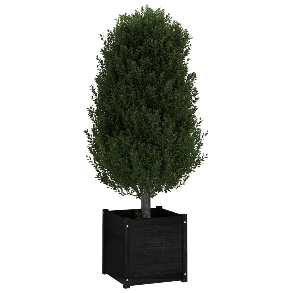 Puutarhan kukkalaatikot 2 kpl musta 50x50x50 cm täysi mänty - Sisustajankoti.fi