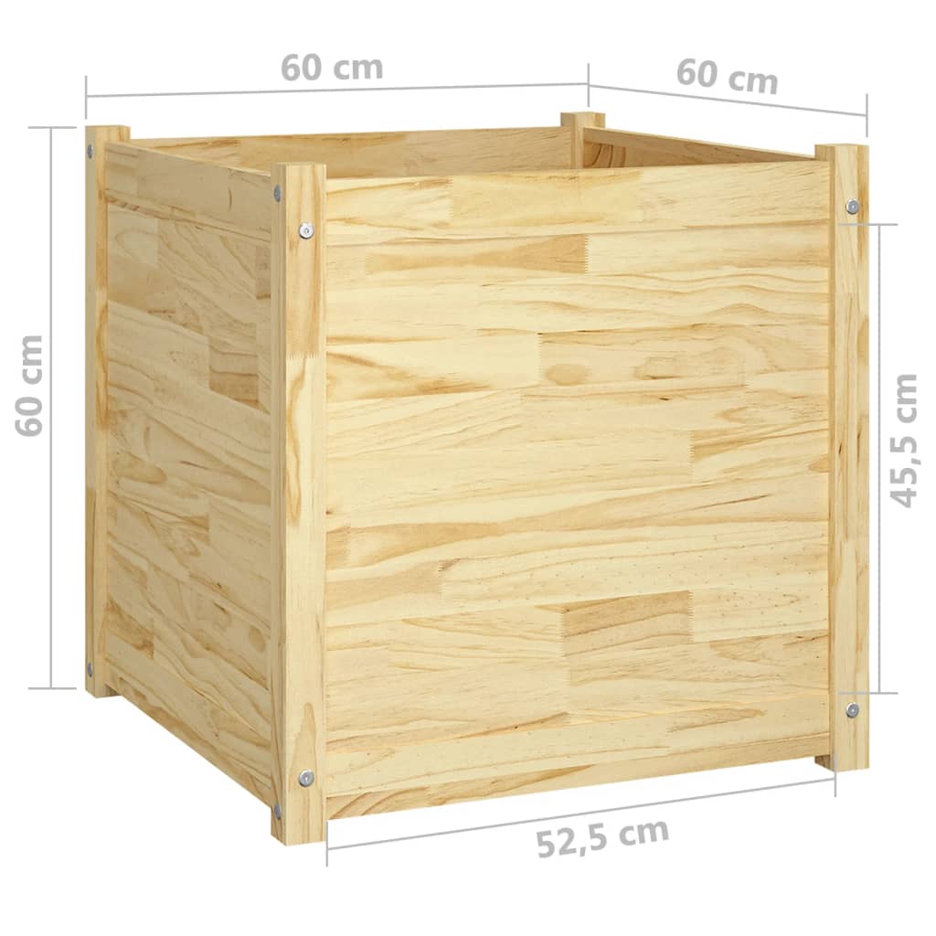 Puutarhan kukkalaatikko musta 60x60x60 cm täysi mänty - Sisustajankoti.fi