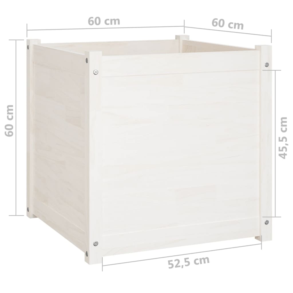 Puutarhan kukkalaatikko valkoinen 60x60x60 cm täysi mänty - Sisustajankoti.fi
