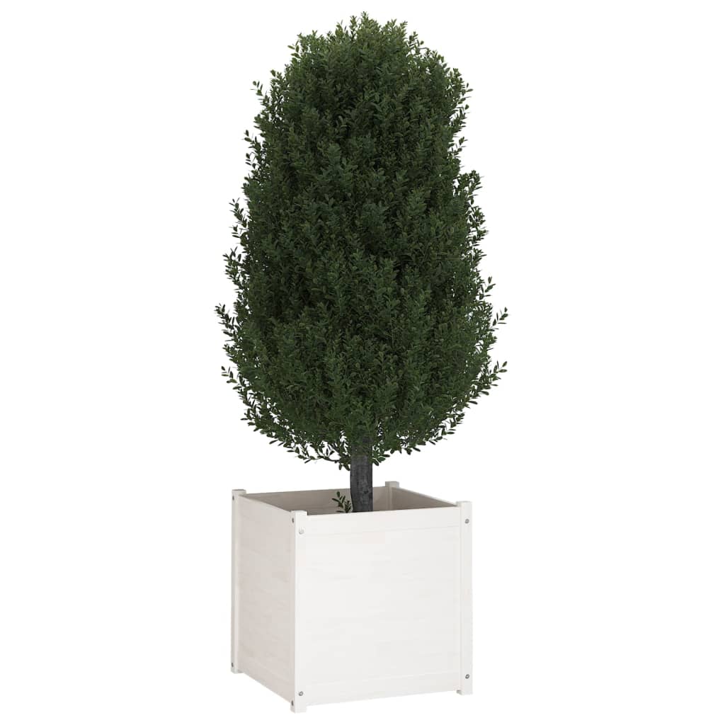 Puutarhan kukkalaatikot 2 kpl valkoinen 60x60x60 cm täysi mänty - Sisustajankoti.fi