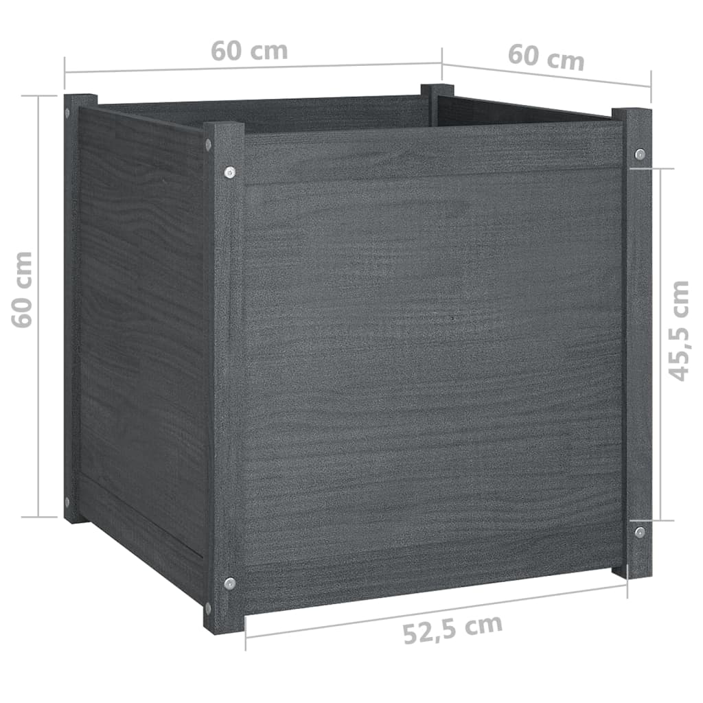 Puutarhan kukkalaatikot 2 kpl harmaa 60x60x60 cm täysi mänty - Sisustajankoti.fi