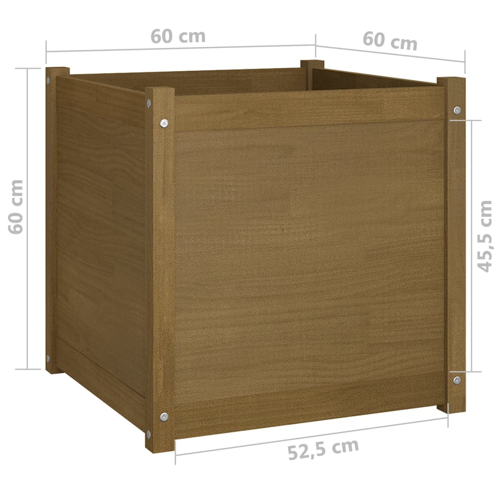 Puutarhan kukkalaatikko hunajanruskea 60x60x60 cm täysi mänty - Sisustajankoti.fi