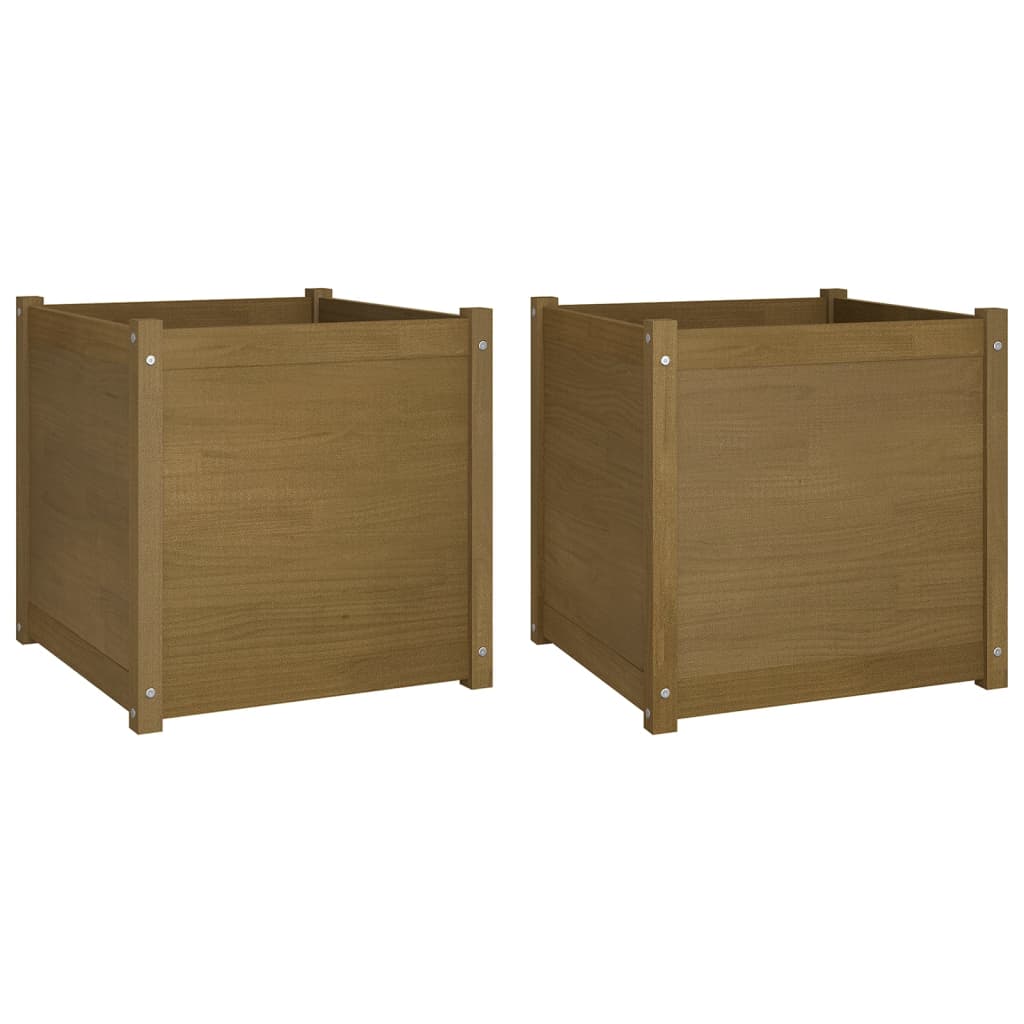 Puutarhan kukkalaatikot 2 kpl hunajanruskea 60x60x60 cm mänty - Sisustajankoti.fi