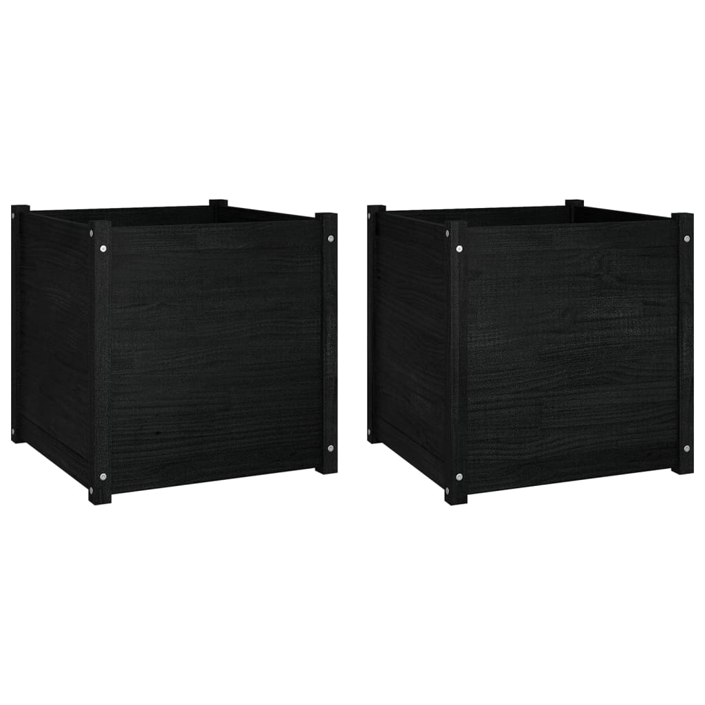 Puutarhan kukkalaatikot 2 kpl musta 60x60x60 cm täysi mänty - Sisustajankoti.fi