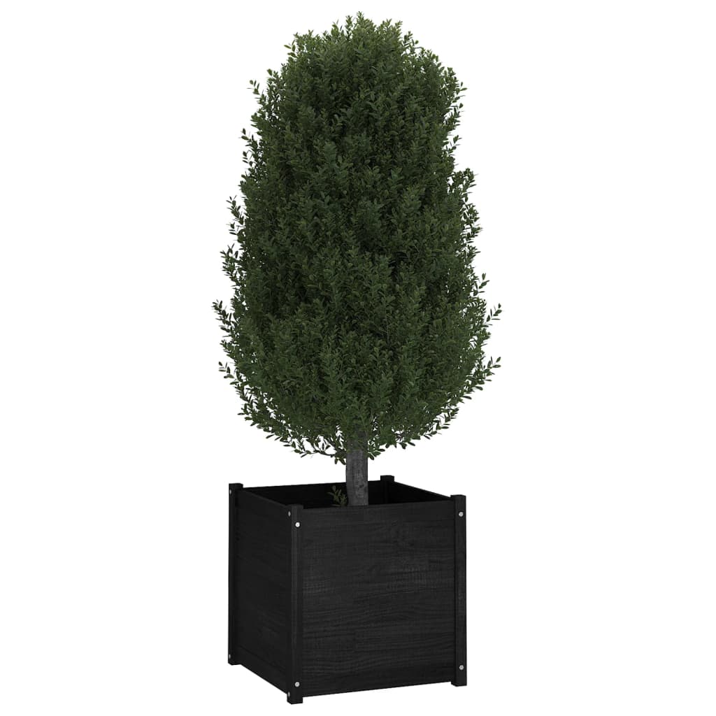 Puutarhan kukkalaatikot 2 kpl musta 60x60x60 cm täysi mänty - Sisustajankoti.fi