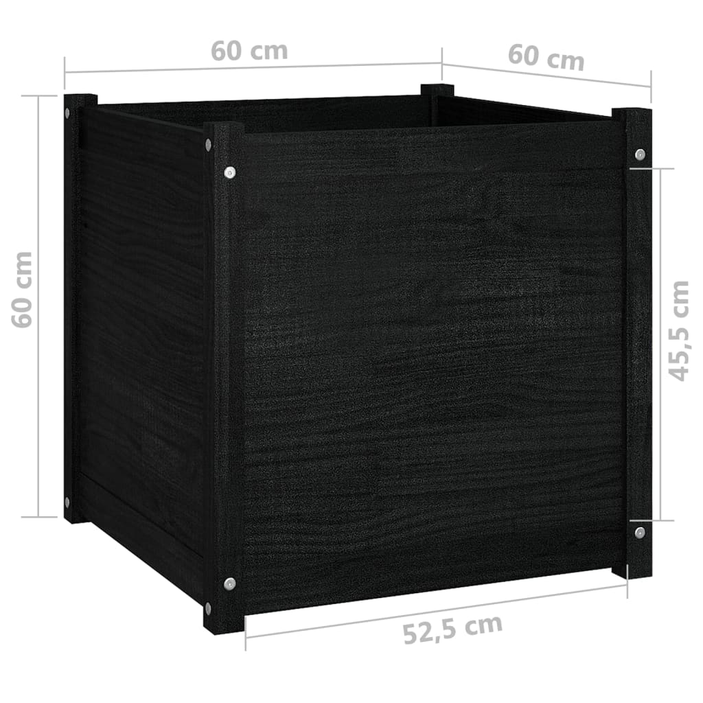 Puutarhan kukkalaatikot 2 kpl musta 60x60x60 cm täysi mänty - Sisustajankoti.fi
