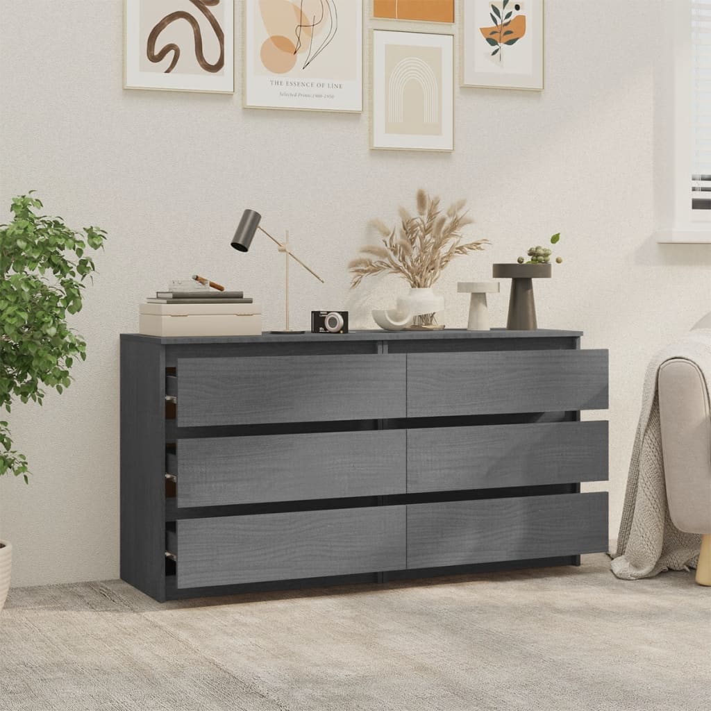 Yöpöydät 2 kpl harmaa 60x36x64 cm täysi mänty - Sisustajankoti.fi