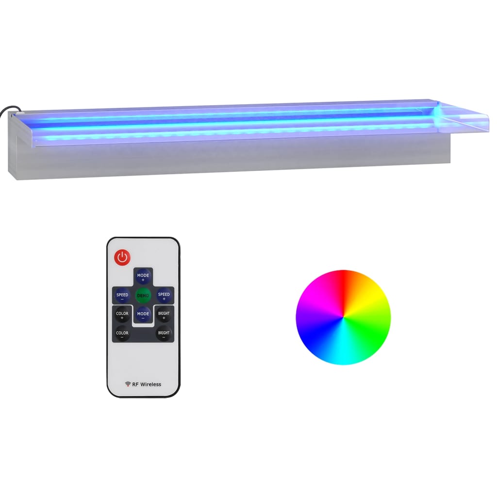 Vesiputous RGB LED-valoilla ruostumaton teräs 60 cm - Sisustajankoti.fi