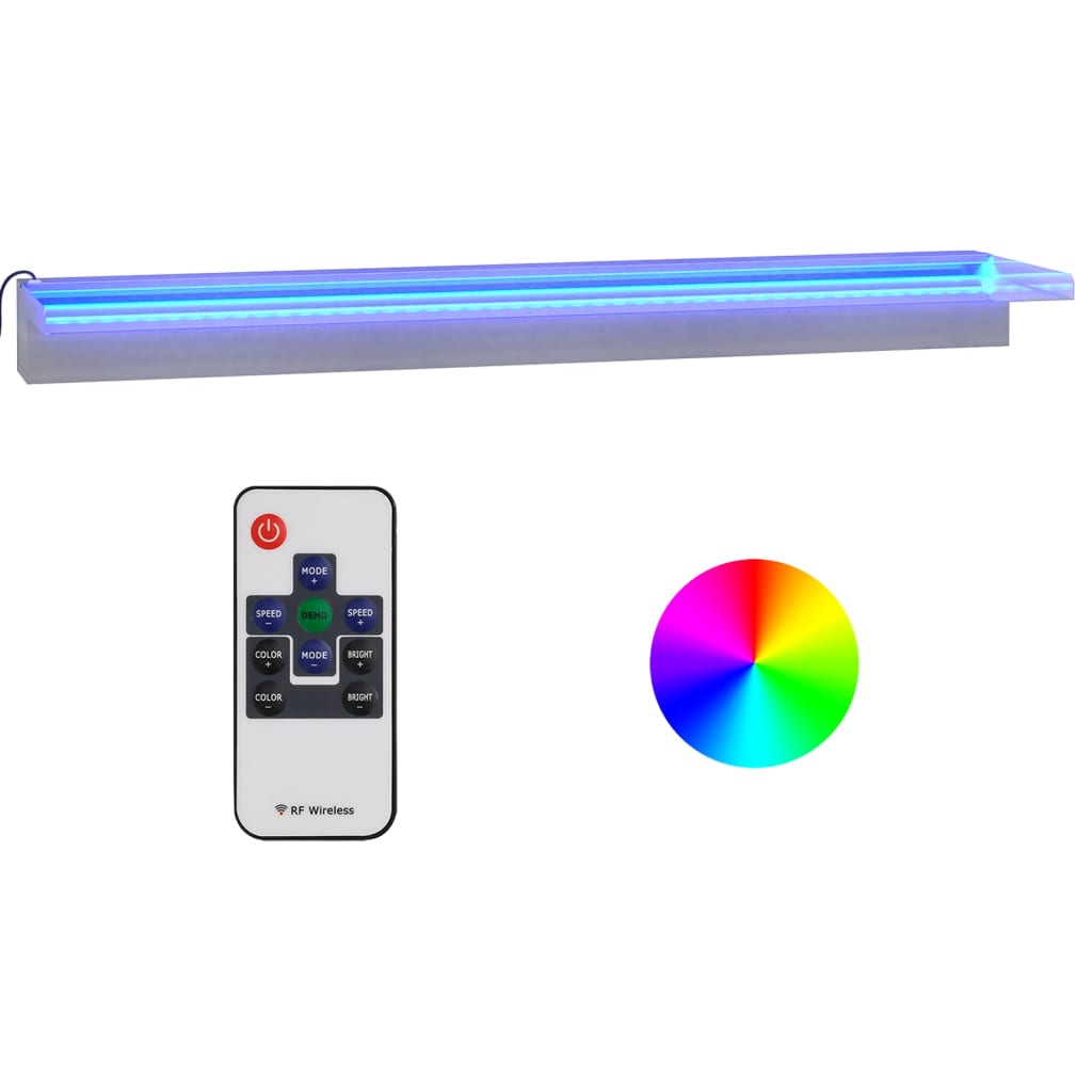Vesiputous RGB LED-valoilla ruostumaton teräs 90 cm - Sisustajankoti.fi