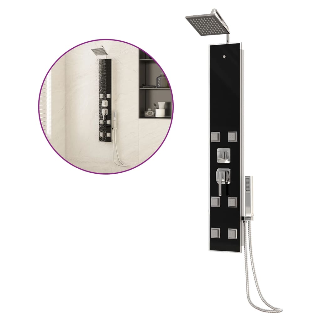 Suihkupaneeliyksikkö lasi 18x45,5x130 cm musta - Sisustajankoti.fi