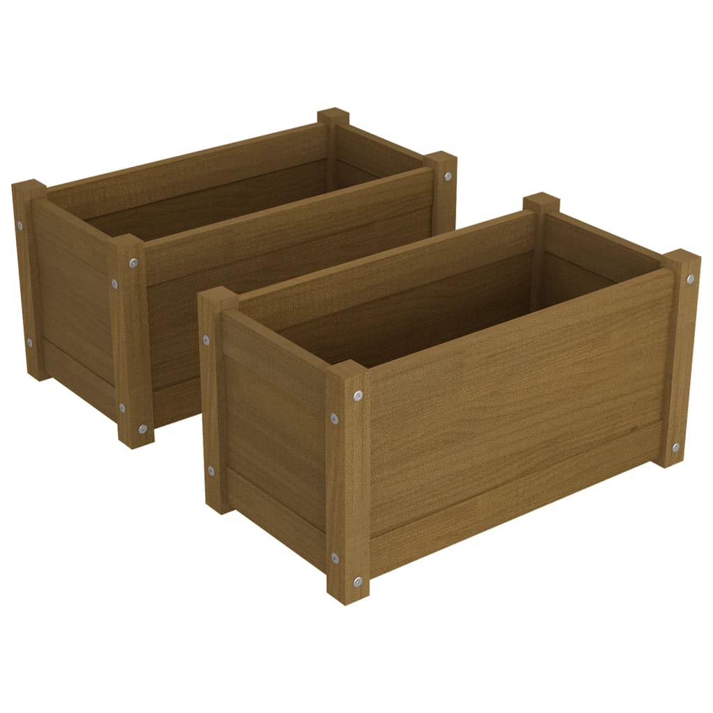 Puutarhan kukkalaatikot 2 kpl hunajanruskea 60x31x31 cm mänty - Sisustajankoti.fi