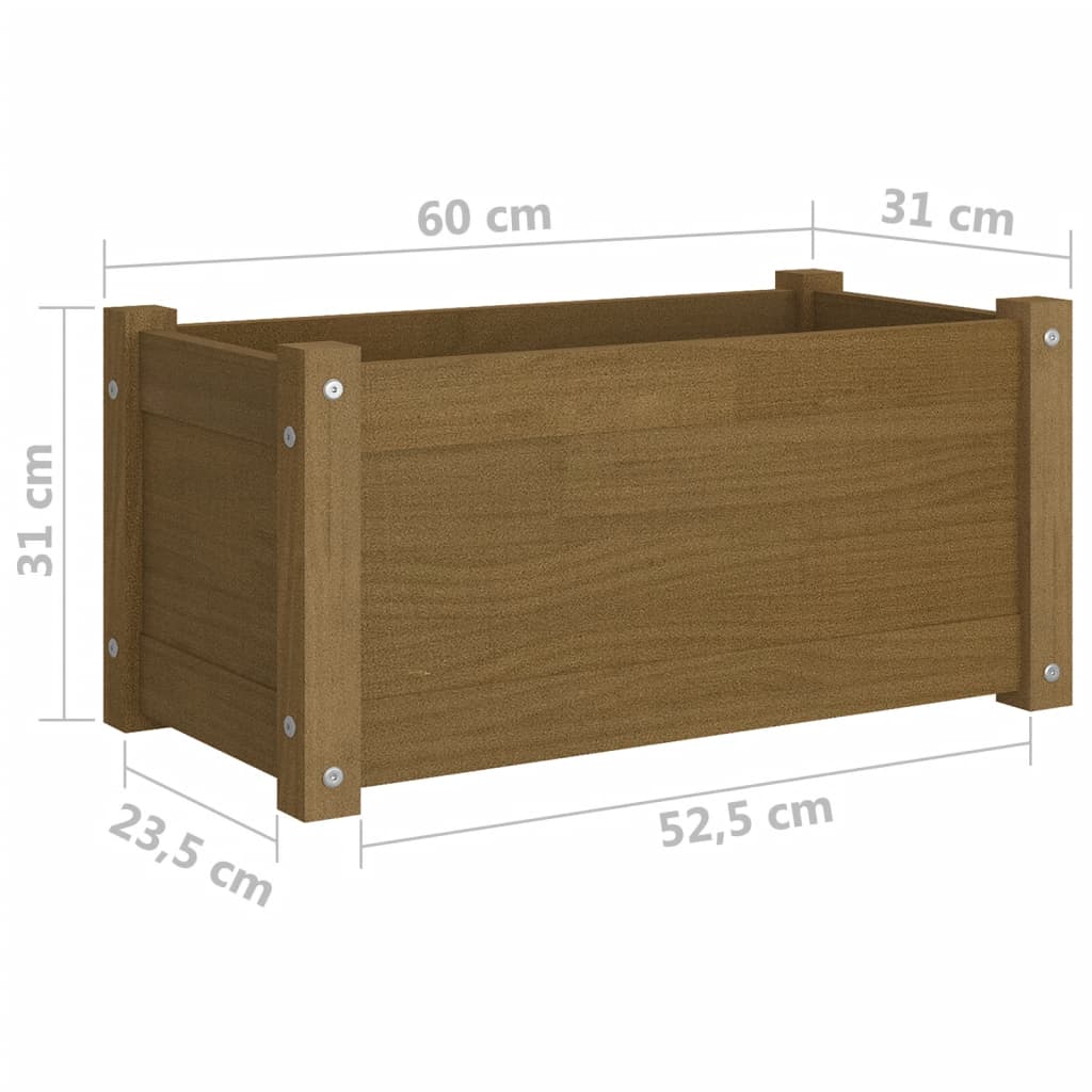 Puutarhan kukkalaatikot 2 kpl hunajanruskea 60x31x31 cm mänty - Sisustajankoti.fi